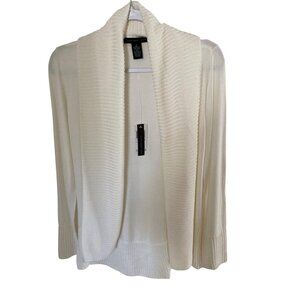 Joan Vass Winter White Cardigan Sweater Shawl Collar Varies  NWT
